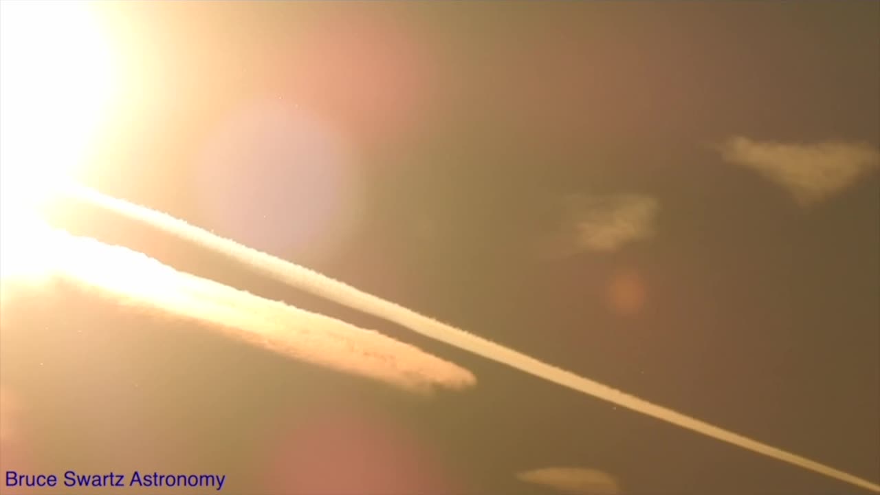 Chemtrail Planes all lined up come over the Sun to Block it out or to Hide an Object Beside it