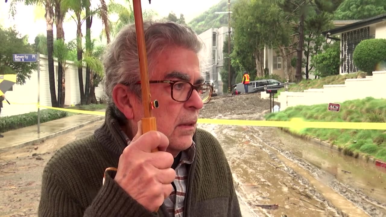 Cars, streets buried in mudslide in Beverly Hills