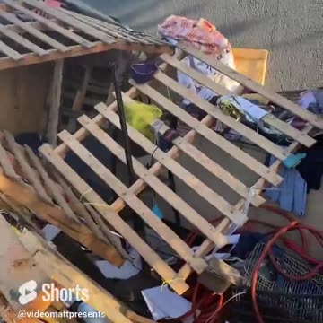 Video Matt Accidentally Pushes Down Homeless Man's House with Attic