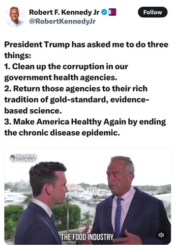 President Trump has asked me to do three things - RFK Jr.