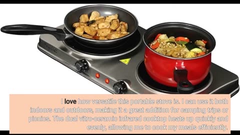 MegaChef Indoor and Outdoor Portable Electric Stove Portable Dual Vitro-Ceramic Infrared Cooktop