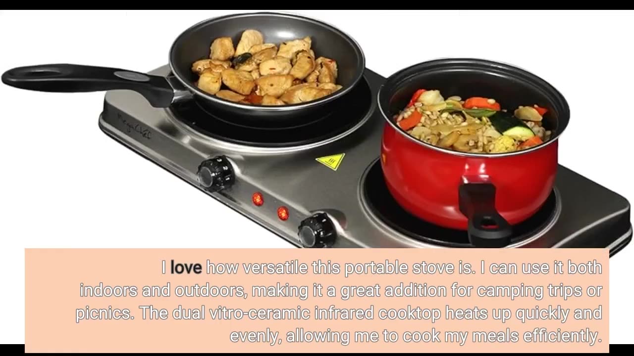 MegaChef Indoor and Outdoor Portable Electric Stove Portable Dual Vitro-Ceramic Infrared Cooktop