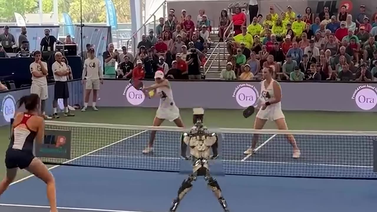 Robot Playing Pickleball with Humans, Who Wins_ Incredible Wonder Studio Ai #shorts