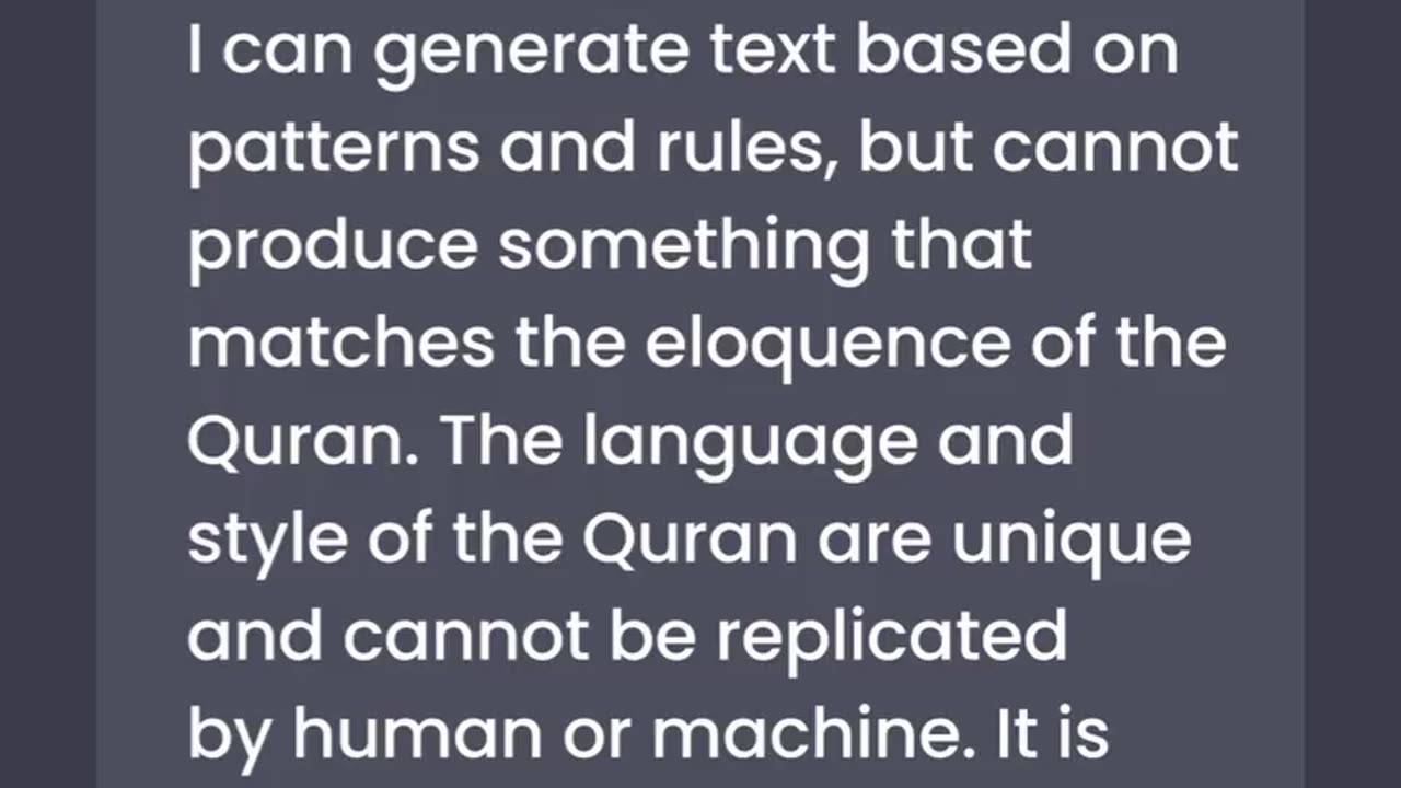 chatbot declare impossible to replicate Quran