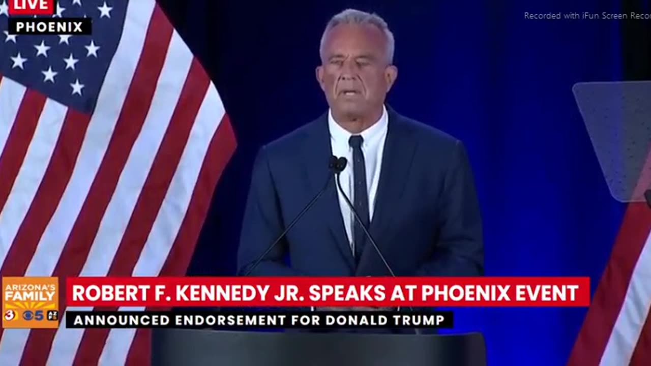 ROBERT F. KENNEDY JR. SPEAKS TO NATION>LAST CHANCE - CAMPAIGN - SUPPORTS/ENDORSES TRUMP - LAST CHANCE TO CORRECT CORRUPTIONS - 48 mins.