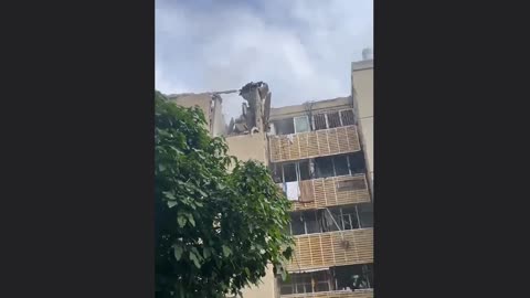 A direct hit to a building in the south of Tel Aviv