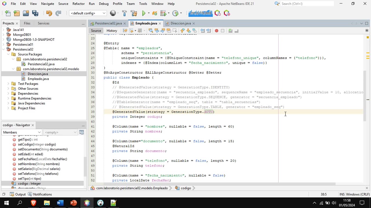 Persistencia: explorando JPA e Hibernate desde cero 05. Generación de claves primarias