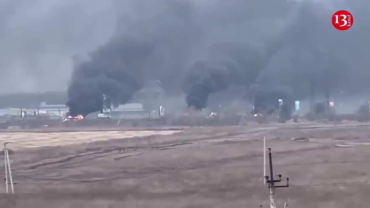 The moments the convoy of Russians attacking Kyiv was hit - the first days of war