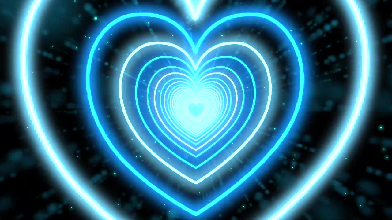 727. Neon Heart Tunnel Bg Animation Beautiful💙Blue Heart Background ]