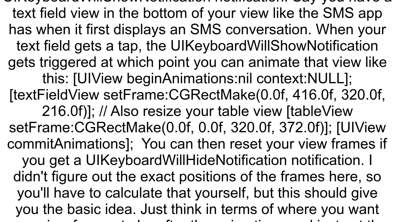 How to make the UIKeyboard appear as part of a view