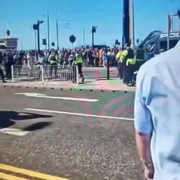 Blackpool erupts. Police dog drags subject.