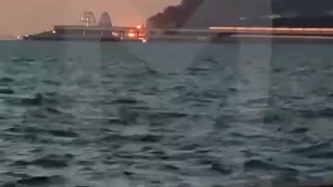 The Crimean Bridge is on fire and has partially collapsed on Putin's birthday. 👀