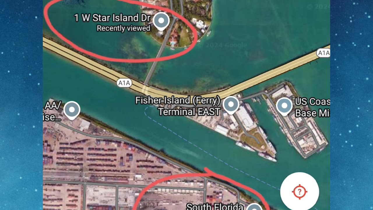 P Diddy's 2 Miami Mansions on island across from shipping container terminal.