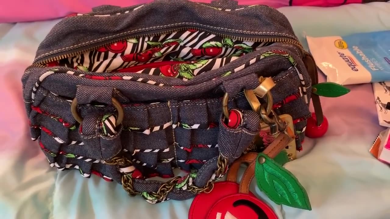 What's in my Betsey Johnson Cherry Denim Bag