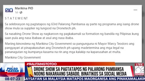 Marikina Mayor Marcy, paiimbestigahan ang palpak na drone show sa Palarong Pambansa