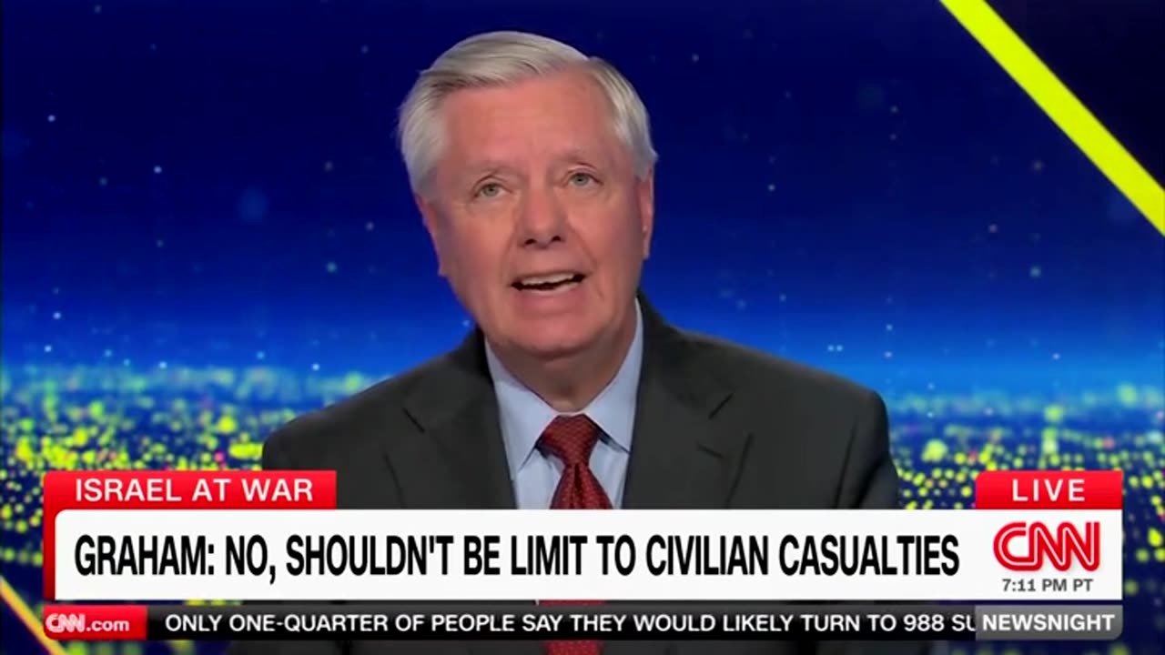 Lindsey Graham Says Israel Bombing Innocent Civilians Will Never Change His Mind