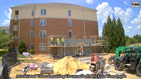 Time lapse of blocks being installed for elevator shaft