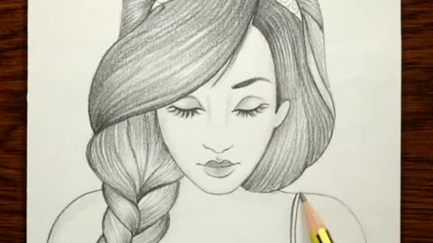 Cute girl with hairstyle drawing Video