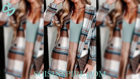 Plaid Double-Breasted Long Sleeve Coat #plaidcoat #trendycoat #coatfashion #coatstyle