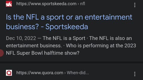 NFL REGISTERED AS SPORTS ENTERTAINMENT