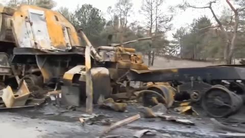 Broken military column. Ukraine