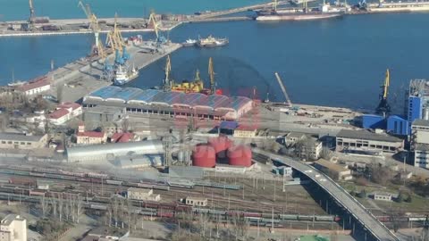 Aerial photography of the port of Mariupol, where remnants of the Armed Forces of Ukraine and the National Battalions on the western flank are now retreating