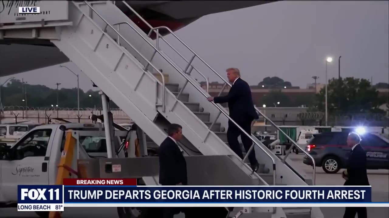 "We did nothing wrong," Trump says as he leaves Georgia after 4th arrest in Georgia election case