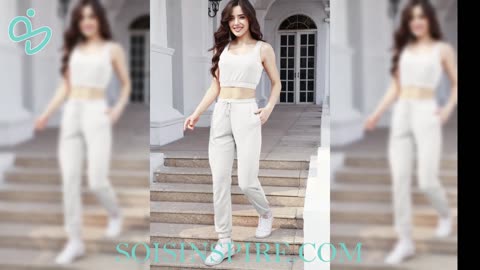 Waffle-Knit Cropped Tank and Drawstring Pants Set #waffleknit #croppedtank #drawstringpants #stylish