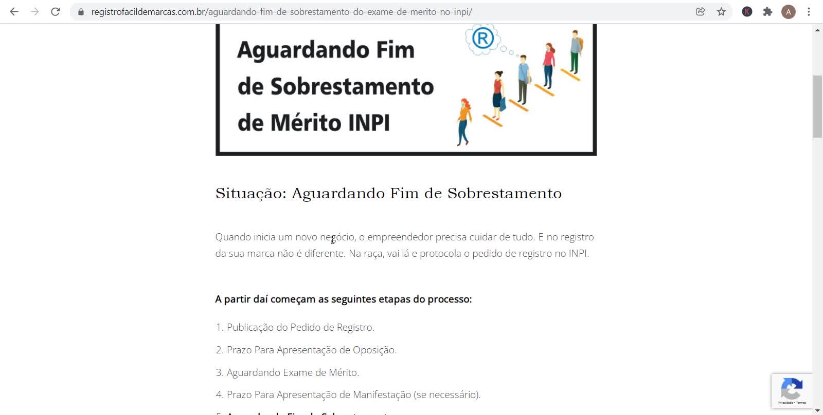 Aguardando Fim de Sobrestamento do Exame de Mérito no INPI. Entenda Sobre.