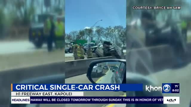 Driver hospitalized, vehicle wrecked in major Kapolei collision