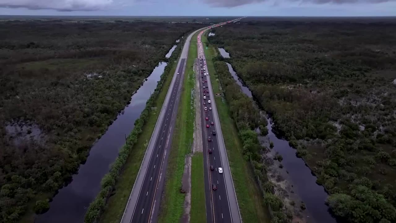 Drone video shows Florida evacuations as Hurricane Milton looms