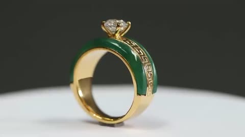 I put jade stone into gold ring - unique jewelry handmade