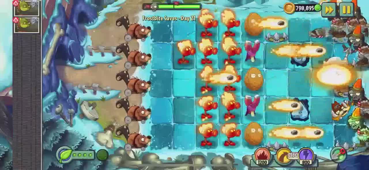 Plants vs Zombies 2 Frostbite Caves - Day 21