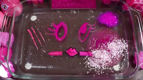 "Big Mega PINK!"Mixing "Neon Pink"Makeup,More Stuff Into slime!Most Satisfying Slime Video.