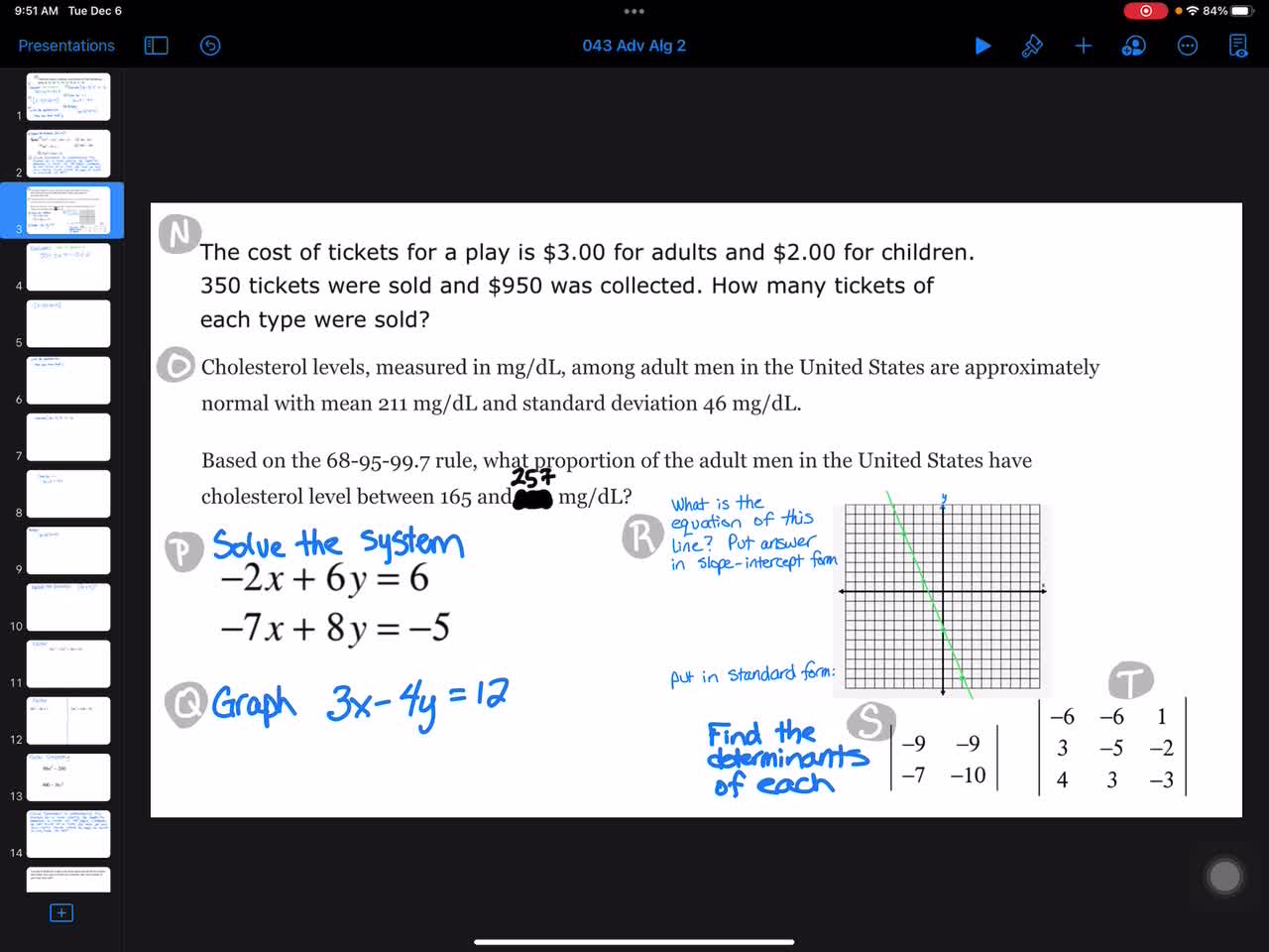 043 Advanced Algebra station questions