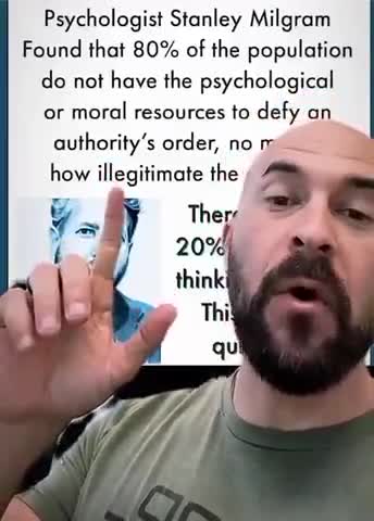 This explains why 80% took the experimental mRNA shot (They can't defy authority!).