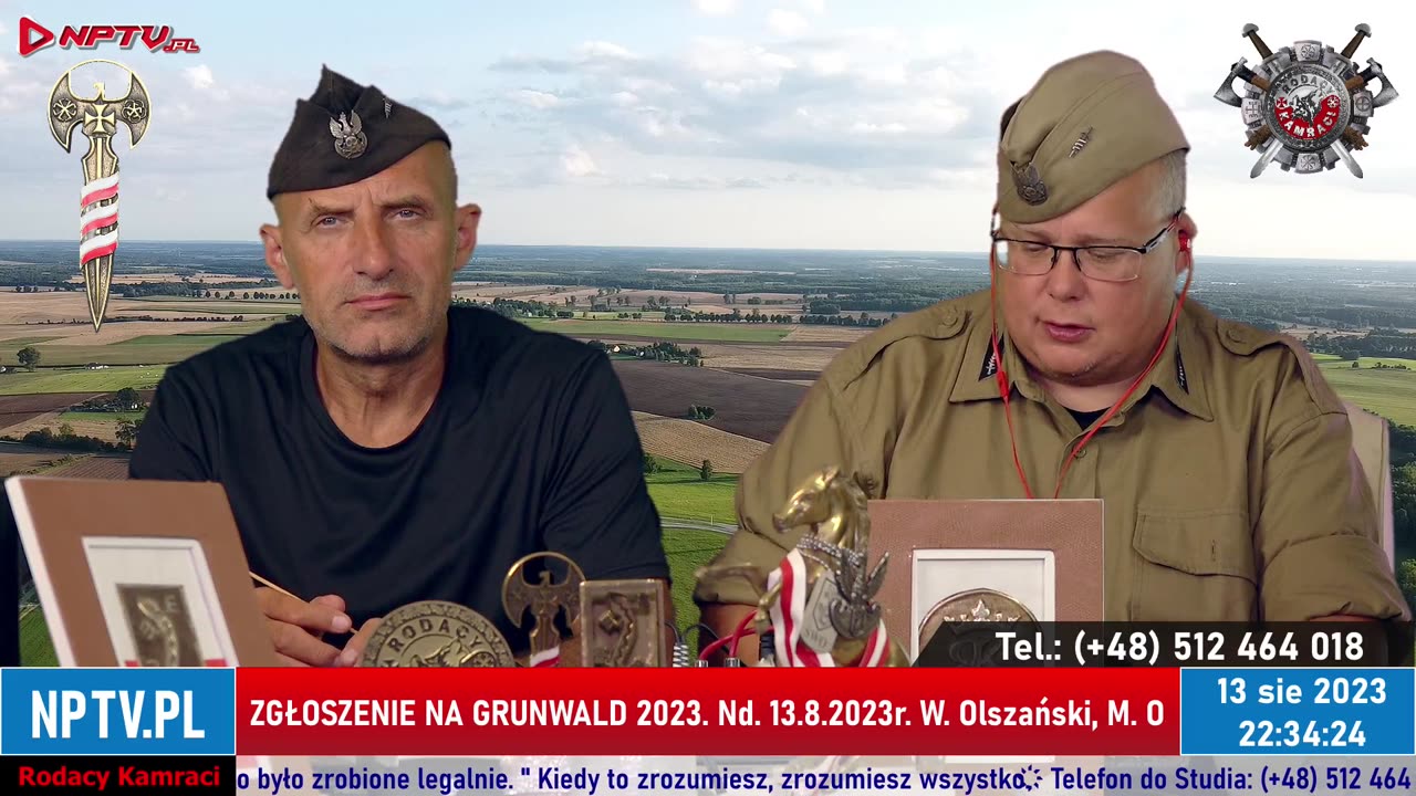 Rodacy Kamraci. 2023.08.13. Zgłoszenie na Grunwald 2023. Wojciech Olszański, Marcin Osadowski. NPTV.