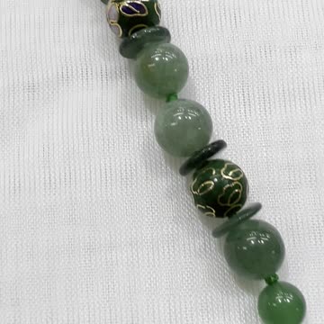 Handmade + Knotting Unique Jewelry Set with Aventurine, Cloisonné Beads. Qilin