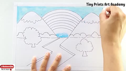 Draw Easy Rainbow Scenery/Drawing Easy Scenery with Rainbow