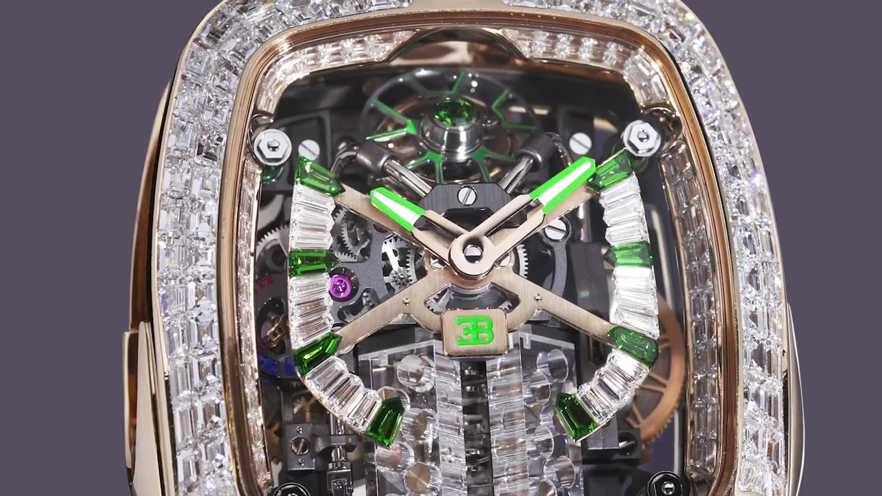 The Jacob & Co. Bugatti Chiron Baguette Tsavorites and White Diamonds