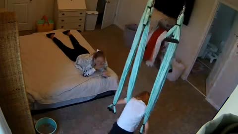 Kid Swung and Unintentionally Knocked Over Baby Brother