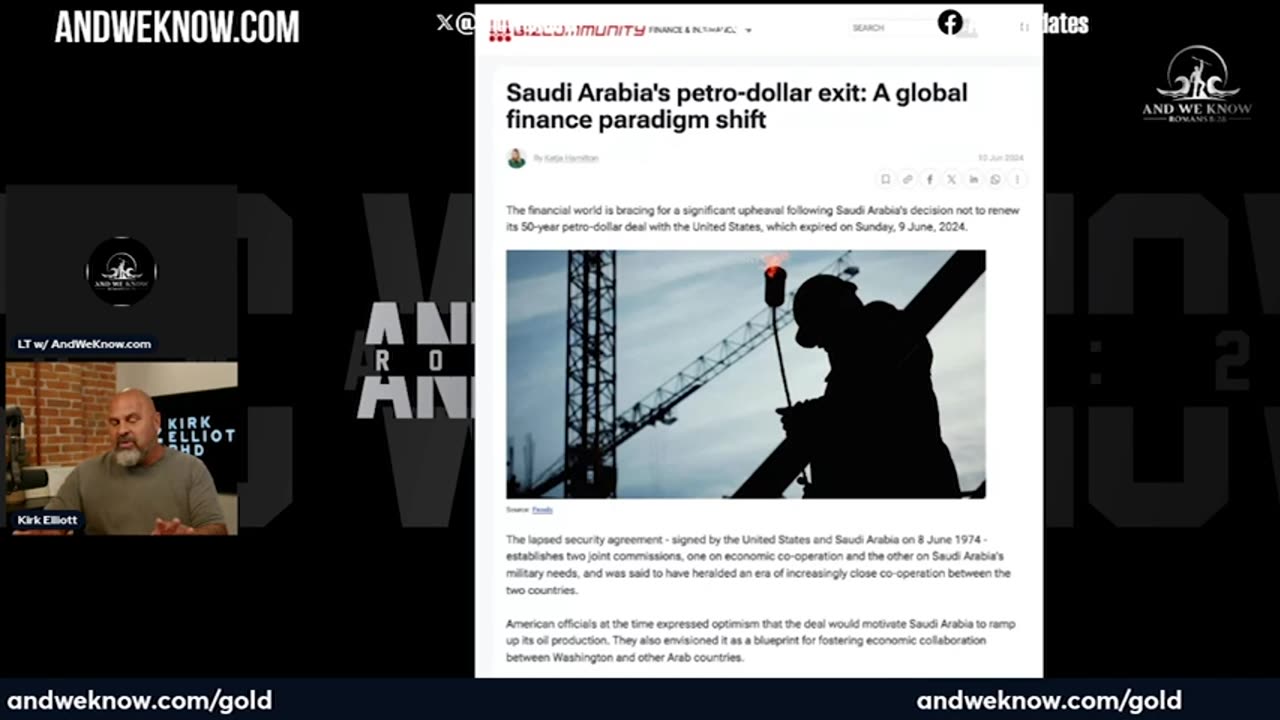 LT Dr. Elliott- Built-in demand for U.S. Currency if fading, Saudi Arabia Petro Dollar 50 year