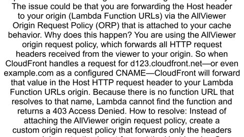 AWS Cloudfront on Lambda Function via the Function URL url returning 403 Fobidden