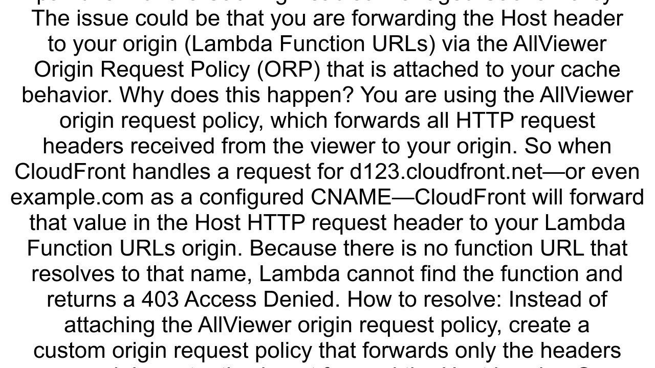 AWS Cloudfront on Lambda Function via the Function URL url returning 403 Fobidden