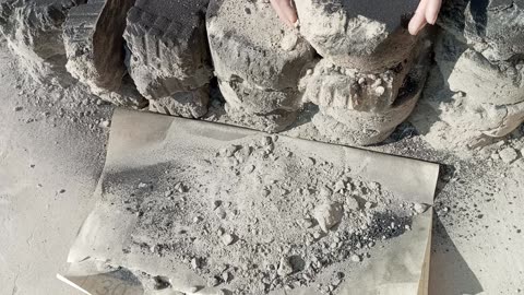 sand cement dry crumbling with charcoal powder