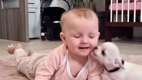 #Lovely baby and doggy. 😍😘