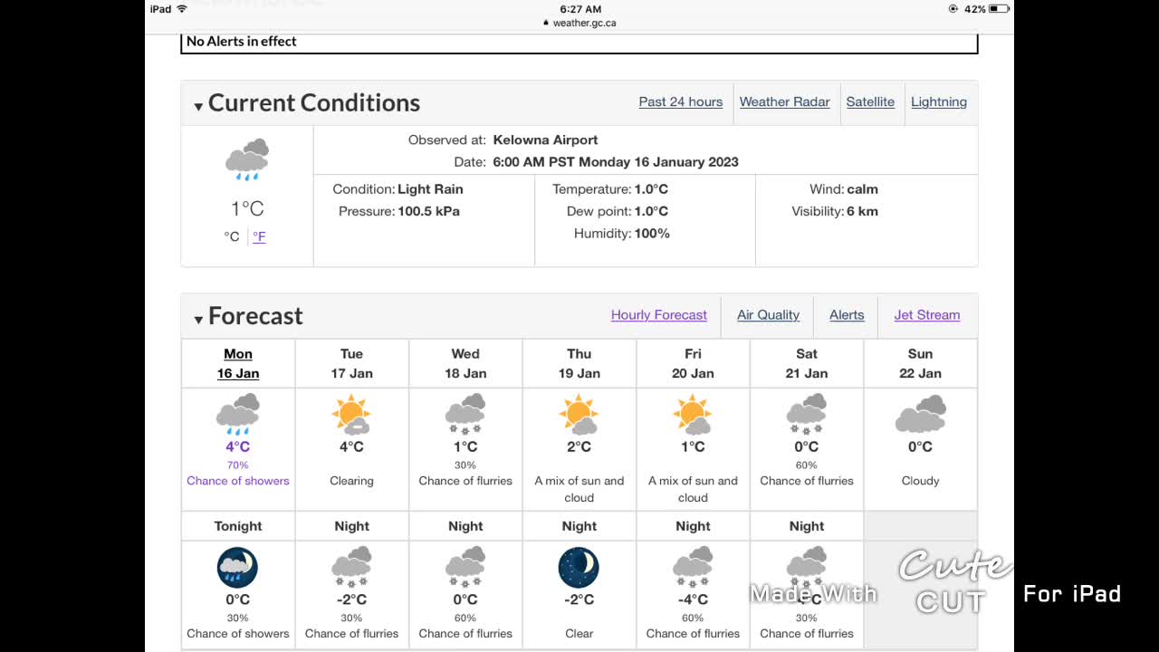 Kelowna Weather January 16 2023