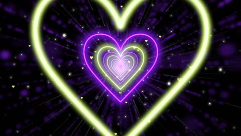014. Heart Tunnel💚💜Heart Background Neon Heart Background Video