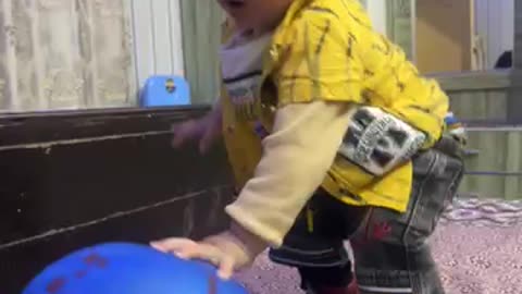 Cute baby playing Balloon