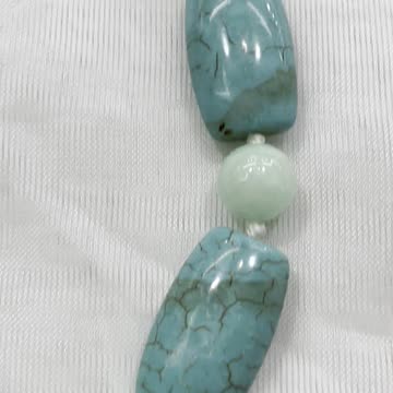 Handmade + Knotting Unique 19” Statement Necklace with 925 Silver, Turquoise